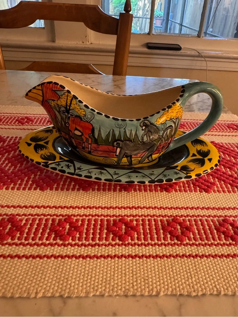 Penzo Zimbabwe handpainted gravy boat, like new